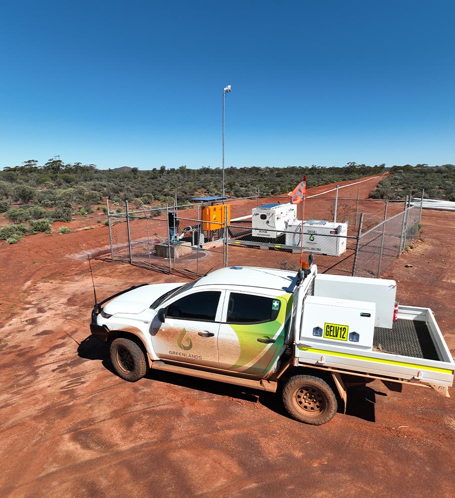 Greenlands Equipment branded ute parked at a mine water management project