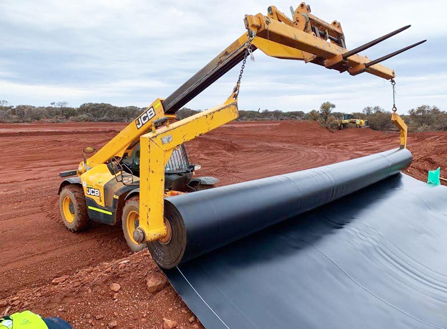 Greenlands Equipment team onstall pond lining for mine water management